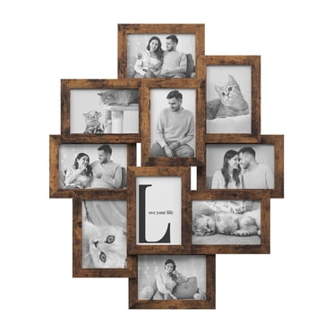 Songmics Collage Picture Frames, 4X6 Picture Frames Collage For Wall Decor, 10 Pack Photo Collage Frame For Gallery, Multi Family Picture Frame Set, Glass Front, Assembly Required, Rustic Brown