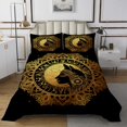 thumbnail image 1 of YST Black and Gold Queen Quilt Set Hippie Mandala Coverlet Set, Boho Floral Bedding Set Exotic Style Tribe Pattern Bedspread Set, Paisley Flower Bed Quilt, 1 of 3