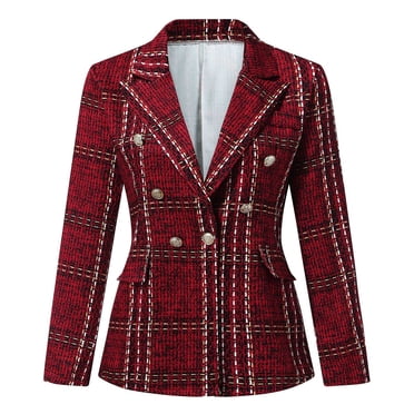 Weiqiqre Cardigans for Women Plus Sizes, Women Business Attire Printed Long Sleeve Suit Collar Slimming Cardigan Double Breasted Suit Coat Tops Jacket Deals