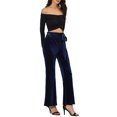thumbnail image 2 of Unique Bargains Pantalon en Velours pour Femme, Taille à Nouer, Extensible, Jambe Grand, avec Poches, 2 of 6