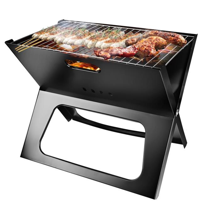 Fresh Fab Finds FFF-GPCT728 Portable BBQ Barbecue Grill Foldable Charcoal Grill Camping Garden Outdoor Travel, Black