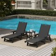 thumbnail image 2 of Bayport Ensemble de 3 Pcs de Chaises Longues/table Inclinables en Plastique HDPE pour Extérieur Gris, 2 of 5