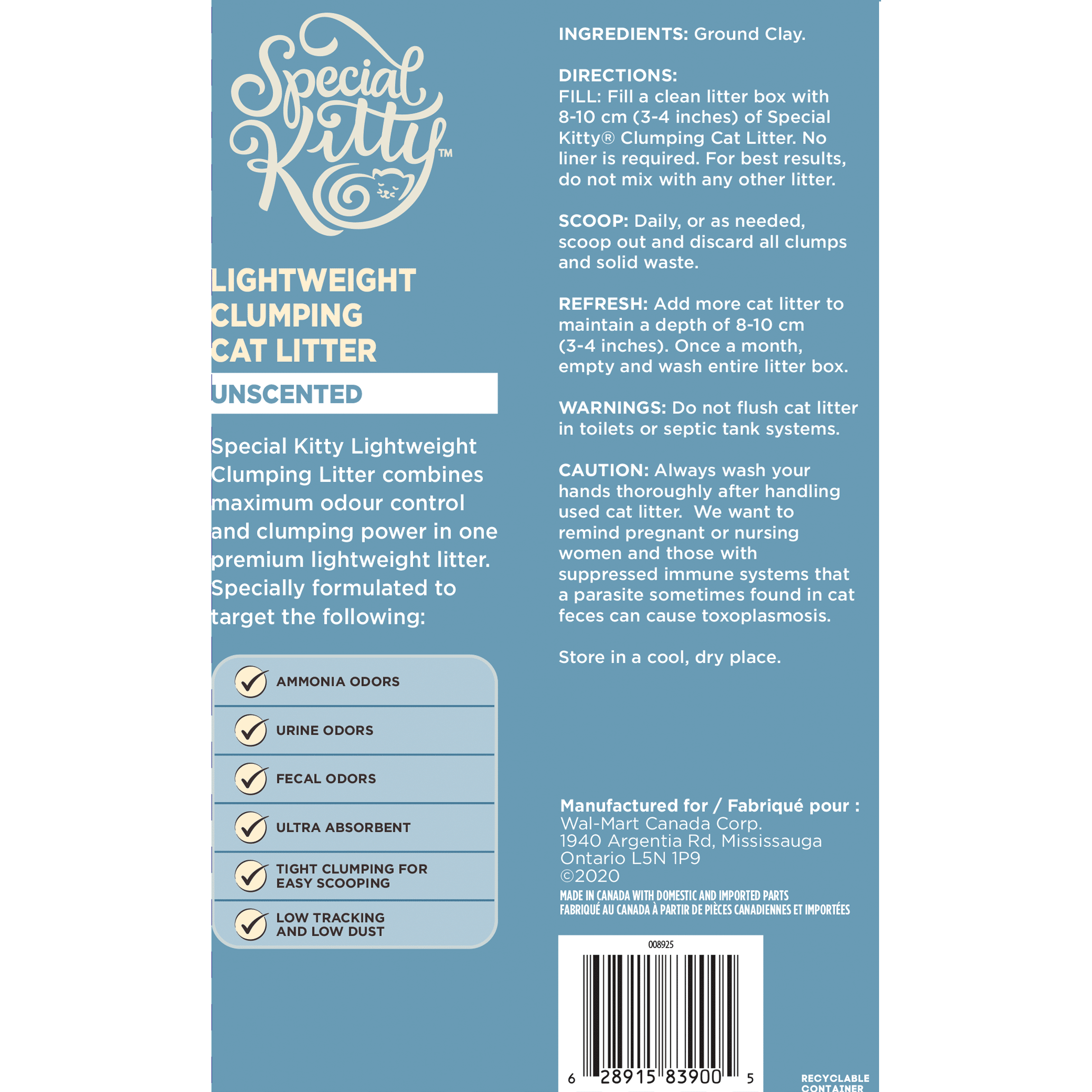 Special Kitty Litière pour Chats Agglomérante Légère Non Parfumée 3.86kg