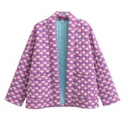 EGNMCR Womens Long Puffer Coat, Long Sleeve Padded Winter Down Coats, Hooded Parka Jacket Women's Winter Fashion Printed Loose Buttonless Ethnic Style Thin Cotton Jacket Women Coat