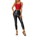 thumbnail image 2 of INSPIRE CHIC Women's Top Square Neck Asymmetrical Hem Zip Front Tank Corset Tops M Red, 2 of 5