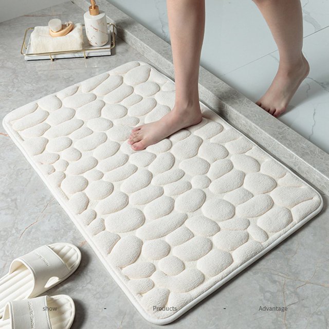 Super Water Absorbent Memory Foam Bath Mat Cobblestone Bathroom Rugs Machine Washable Bath Rugs 16 x 24 inch