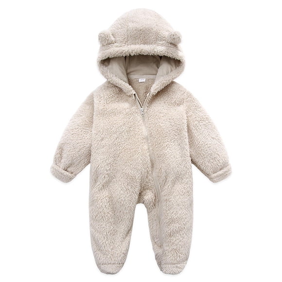 IROINID Rabais Cache-Couche pour Bébé à Manches Longues Grenouillère en Molleton pour Nouveau-Né Combinaison de Neige d'Hiver Gigoteuse Cache-Couches Dessin Animé Chaude à Capuche Barboteuse Combinaison Tenues pour Filles Garçons, Beige