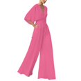 thumbnail image 1 of 2025 Combinaison Longue Confortable à Col en V Profond pour Femmes, Manches, Décontractée, Taille Haute, Combinaison Décontractée pour Femmes, Jambe Grand, 1 of 5