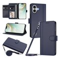 thumbnail image 1 of iPhone 17 Leather Wallet Case, Book Style Cover with Tab Closure, Blue, 1 of 6