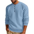thumbnail image 1 of Yuyuzo Sweatshirts for Men Long Sleeve Round Neck Buttons Pullover Knitted Textured Solid Color Tops, 1 of 6