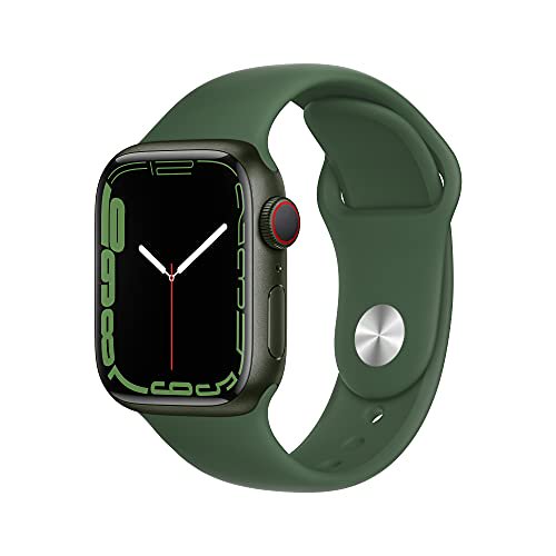 Apple Watch Series 7 GPS + Cellular Reconditionné, Boîtier en Aluminium Vert 41mm avec Bracelet Sport Trèfle - Régulier