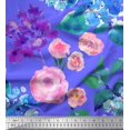 thumbnail image 1 of Soimoi Tissu Popeline de Coton Imprimé Feuilles et Fleurs de Rose, Tissu au Mètre, 42 Pouces de Large, 1 of 3