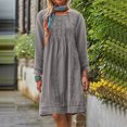 thumbnail image 2 of MeetoTime Robe Mi-Longue pour Femme à Col Rond, Manches Longues, Longueur Genou, Légère, Ample, en Coton et Lin, Tailles P-5TG, 2 of 8