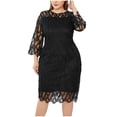 thumbnail image 2 of LSLJS Mode Women Sexy Plus Size Long Sleeve Uni Splicing Perspective Sequin Dress, 2 of 6