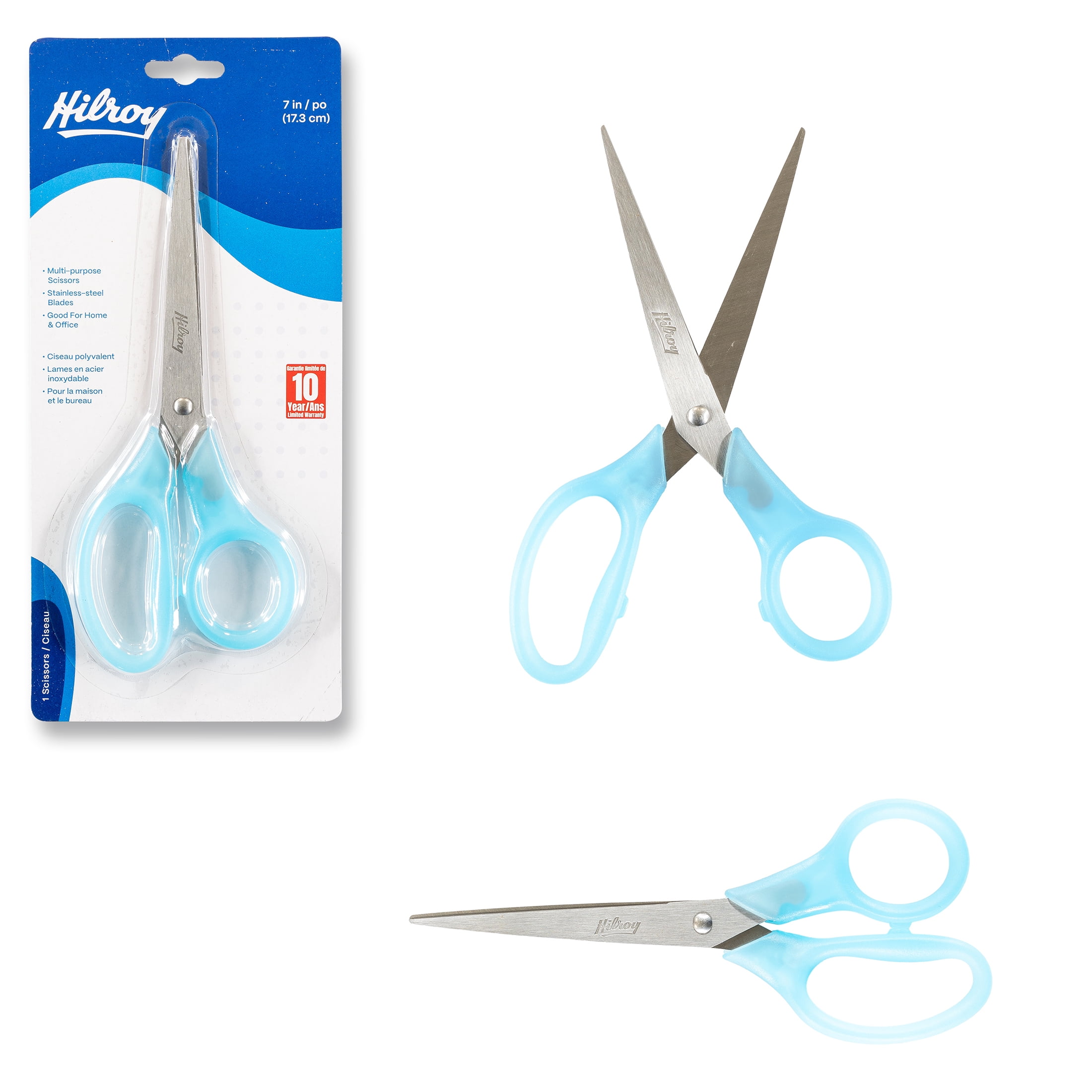 Ciseaux Hilroy en acier inoxydable de 20 cm (8 pouces), ciseaux multi-usages, poignées confortables bleues, lot de 2