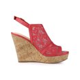 thumbnail image 3 of BLISSFUL STEP Women's Shoes Open Toe Platform Heel Laces Wedges Sandals Red 9, 3 of 8