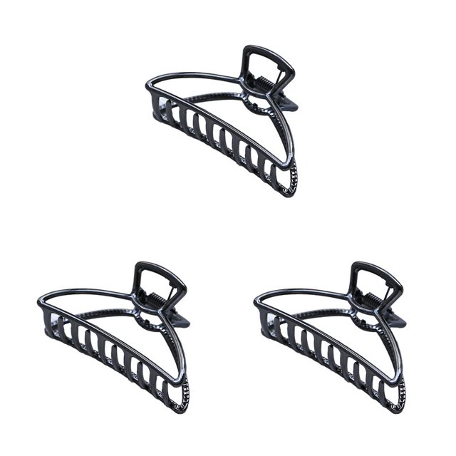 maskred Fashion Claw Clips Large Simple Style Handy Simple Style Sturdy Exquisite Accessories Barrettes for Women Dark Black/Arc 3Set