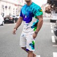 thumbnail image 5 of Men Print Short Sleeves Casual Beach Short Sleeve Round-Neck Blouses & Sets, 5 of 5