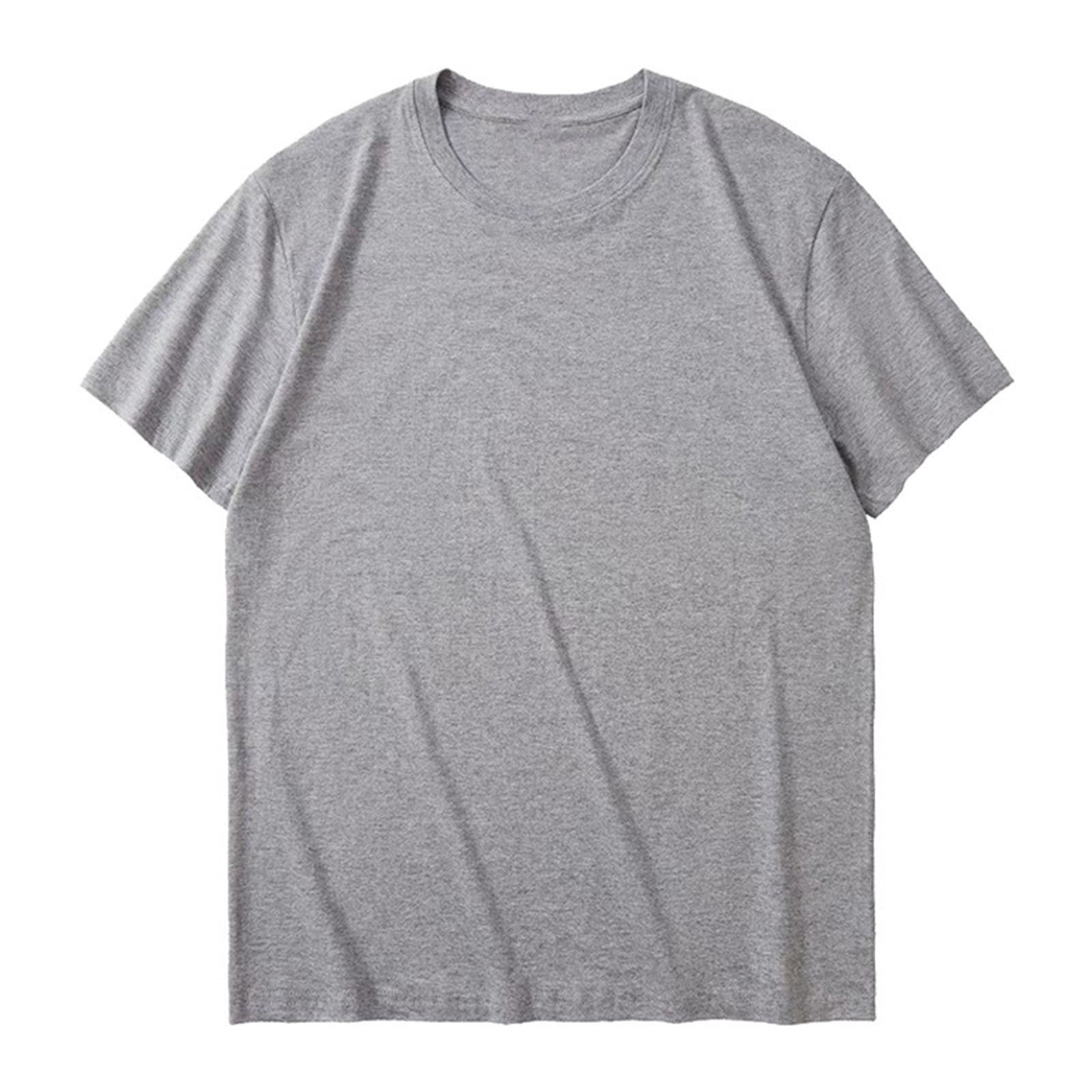 Posijego T-Shirts en Coton pour Hommes T-Shirts Basiques à Manches Courtes T-Shirts d'Été Décontractés pour Hommes T-Shirts à Col Rond pour Hommes Couleur Unie