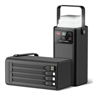 PGYOB Banque d'électricité 45,000mAh, Chargeur portable avec 22.5W PD/QC3.0 Chargement rapide, câbles intégrés, LED & Lumière pour le camping, Batterie de secours à domicile, Voyage