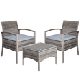 thumbnail image 1 of Outsunny Rattan Coffee Set Garden Chairs and Table Set 3 Piece Grey, 1 of 10