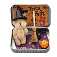 thumbnail image 1 of stanreset Handmade Cute Witch Teddybear In Box Miniature Witcher With Broom Pumpkin Cat Halloween Party khaki, 1 of 6