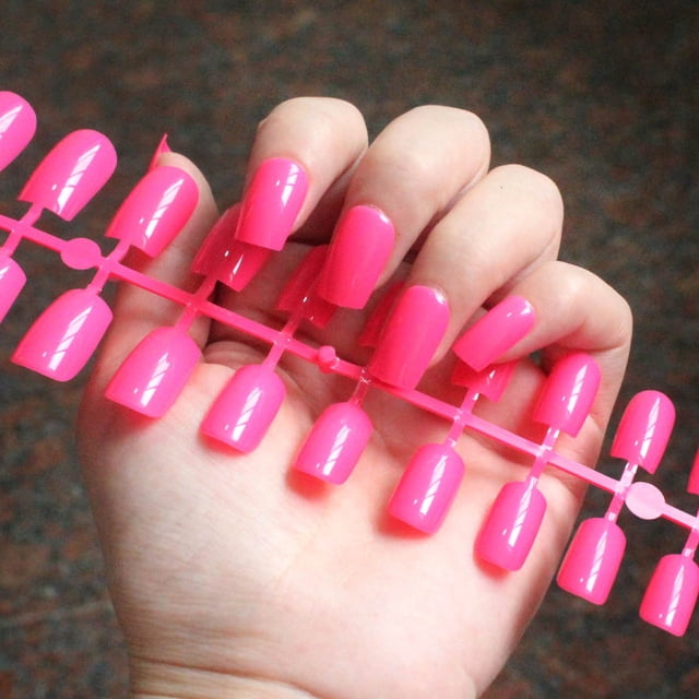 EGNMCR Press on Nails Long Nails Fake Nail Patch Rectangular Color Nail Art 24PC Nail stickers