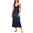 thumbnail image 1 of INSPIRE CHIC Nuisette en Satin pour Femme Fête des Mères Col en V Douce Chemise de Nuit Robe de Pyjama Détente Longue Robe de Nuit P Bleu, 1 of 6