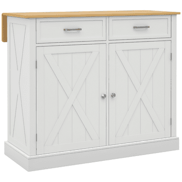 HOMCOM Îlot de Cuisine avec Abattant Chariot de Cuisine avec Rangement Blanc