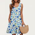 thumbnail image 1 of Ovzne Robes Grande Taille pour Femmes Rondes Robe Femme Décontractée Grande Taille Sans Manches Col Rond Courte Robe Florale Robe de Printemps Liquidation, 1 of 5
