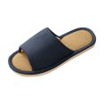 thumbnail image 2 of Xfvqtps Men House Slippers Linen Flax Insole Memory Foam Soft Sole Non Slip Slide Bedroom Indoor Slippers Blue, 2 of 5