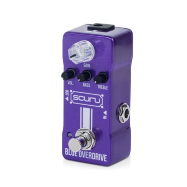 Mistaha Pédale d'Effets de Guitare en Alliage d'Aluminium SCURU Violet avec Commandes Gain/Vol/Bass/Treble, True Bypass, Alimentation DC 9V, Design Léger