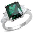 thumbnail image 1 of Alamode 3W1363-6 Women Rhodium Brass Ring with Synthetic in Emerald - Size 6, 1 of 1