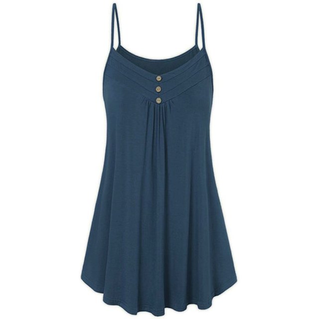 DYMADE Women Spaghetti Strap Sleeveless Soild Swing Vest Top