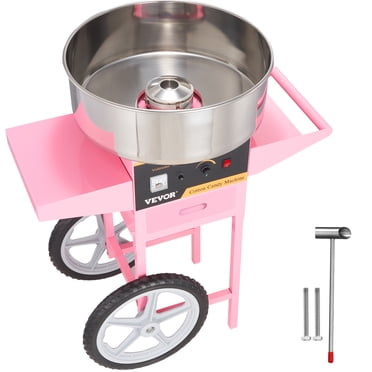 VEVOR Machine Électrique pour Barbe à Papa avec Chariot, Fabricant de Fil Dentaire Commercial 1000 W avec Bol en Acier Inoxydable, Cuillère à Sucre et Tiroir, Parfait pour la Maison, Anniversaire d'Enfants, Fête de Famille, Rose