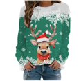 thumbnail image 1 of 2025 Femmes Automne et Hiver Couleur Manche Noël Flocon de Neige Imprimé Chandail de Noël Femmes Col Rond Épaule Long Décontracté Chandail Manches Sport Décontracté, 1 of 4