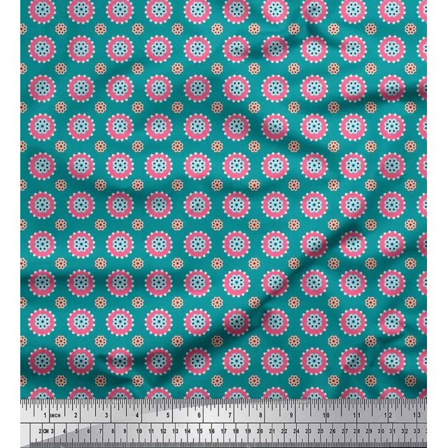 Soimoi Polyester Crepe Fabric Flower Artistic Print Sewing Fabric Yard 42 Inch Wide