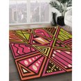 thumbnail image 3 of Ahgly Company Tapis d'Intérieur Lavable à la Machine, Carré, Transitionnel, Rouge Bourgogne, Tapis de Zone, 6 Pieds Carré, 3 of 7