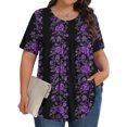 thumbnail image 2 of Pisexur Printemps Tops for Women Blouses for Women Habillé Décontracté Mode Féminine Imprimé Col Rond Manches Courtes Plissé Ample Haut Multicolore,TG, 2 of 8