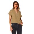 thumbnail image 4 of Yuyuzo Womens T Shirts Cap Sleeve Tops Button up V Neck Top Solid Color Basic Summer Tees Tops, 4 of 7