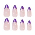thumbnail image 4 of Fofosbeauty 24pcs Almond Press on Nails Tips, Medium Length Full Cover Fake Nails, Purple French Sparkle, 4 of 8