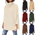 thumbnail image 1 of MesaSe Femmes Col Roulé Pulls Oversize 2034 Automne Longue Manche Chauve-Souris Renversé Ourlet Tunique Pull Pull Tricot Tops, 1 of 3