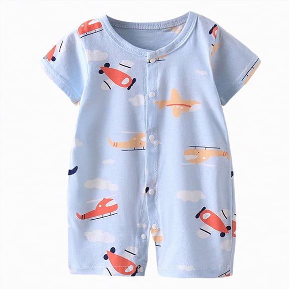 Gubotare Baby Boy Romper Short Sleeve Newborn Baby Boy Girl Summer Clothes Short Sleeve Romper One Piece Bodysuit Shirts Tops 0 3 6 9 12 18 24 Months (Sky Blue,0-6 Months)