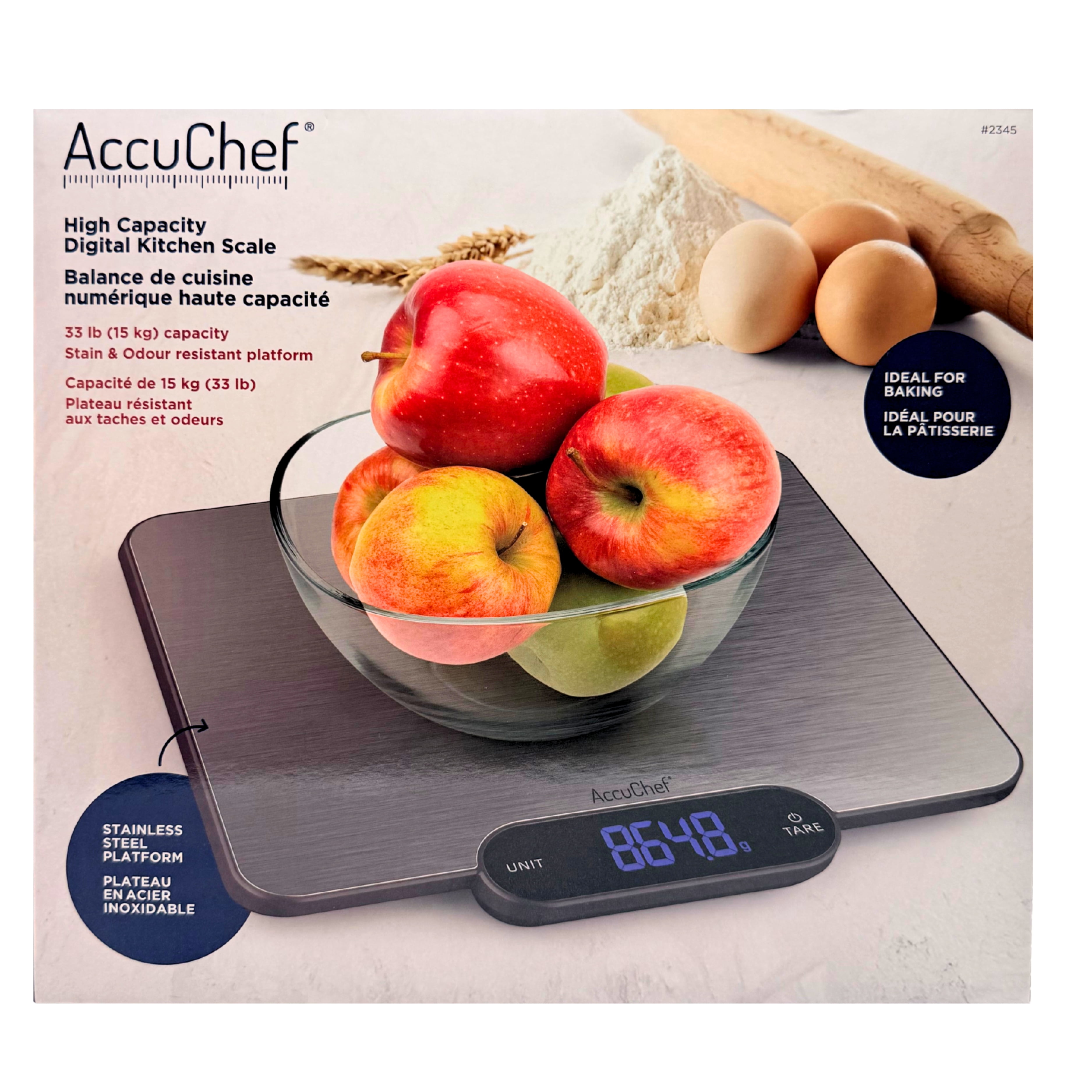 AccuChef balance de cuisine numérique haute capacité, 33 lb (15 kg), Wide Platform, modèle 2345