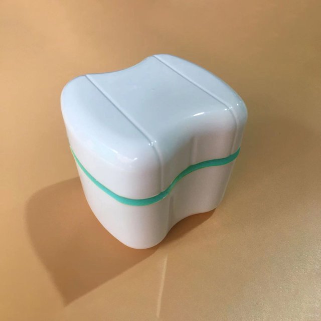 Toothpaste Denture Cup Bath Box Case With Strainer Basket Retainer Case Soaking Container Denture Cleaning Cup For Upper And Lower(Light Green), Tooth care for Women
