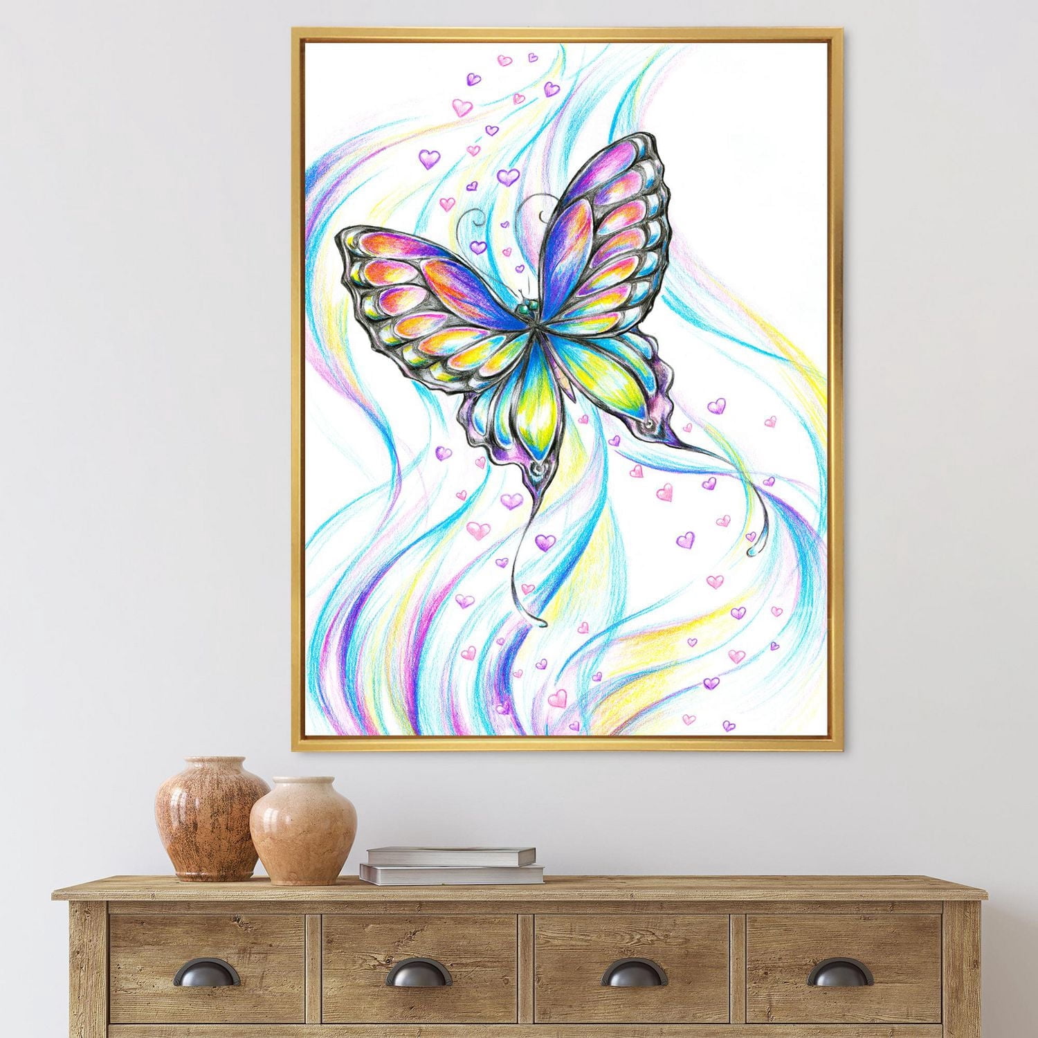 Designart Papillon irisé ART MURAL À CADRE FLOTTÉ
