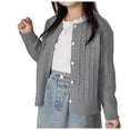 thumbnail image 1 of Mepaouo Girls Cardigan Sweater School Uniforms Toddler Long Sleeve Button Knit Solid Sweaters Tops Grey 110, 1 of 5