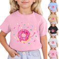 thumbnail image 4 of LUOGENLI T-Shirt pour Filles Enfants Mignon Imprimé à Manches Courtes Col Rond T-Shirt Maxi Hauts Ensembles Filles Tenue 2 Pcs Boho Bleu Ciel 8-9 Ans, 4 of 6