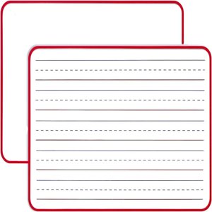 Estbridg 2 Pack Nonmagnetic Small Dry Erase White Board 9” x 12” Double Sided Small Dry Erase Board Lapboard Handheld Red Framed Lapboard Portable Personal Whiteboard for Classroom  Home