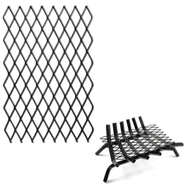 Hxlamzoo Grille de Foyer avec Retenue de Braise, Fonte Robuste de 12 Pouces pour l'Intérieur, Support de Grille de Combustion pour Cheminée, Foyer et Poêle à Bois, Accessoires de Foyer pour l'Extérieur, Foyers, Camping